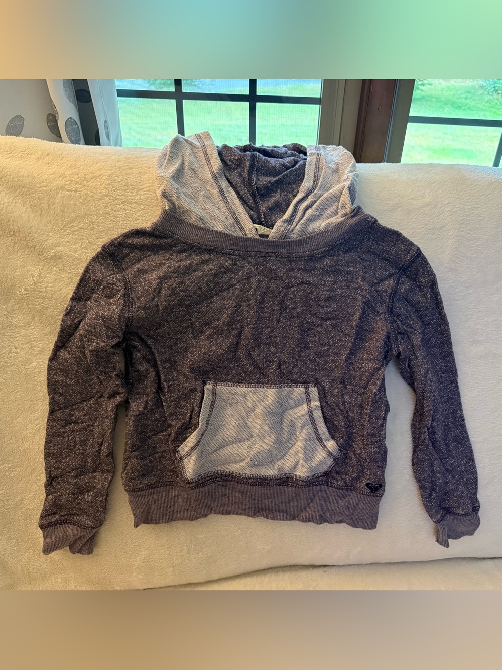 Roxy Cozy Two-Tone Hooded Girls Sweater in Heathered Purple